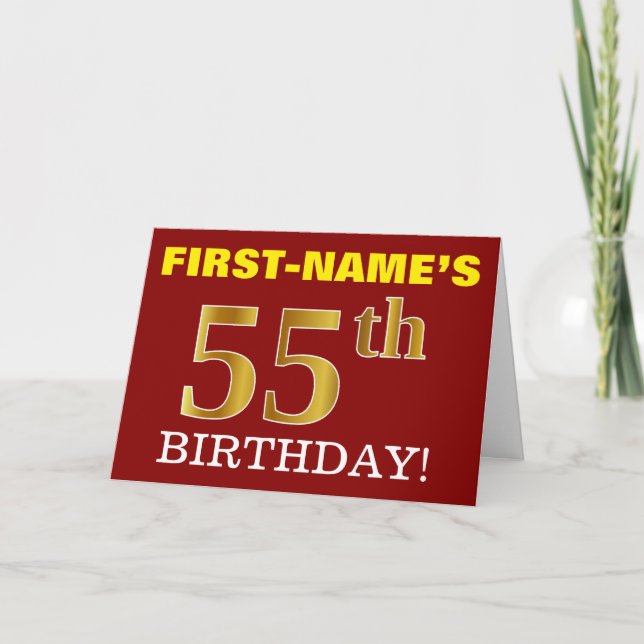 Rouge, Imitation Or "55e anniversaire" Carte d'ann (Devant)