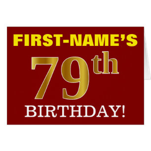 Rouge, Imitation Or "79e anniversaire" Carte d'ann