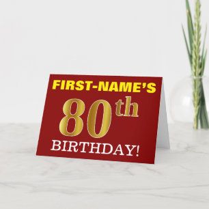 Rouge, Imitation Or "80e anniversaire" Carte d'ann