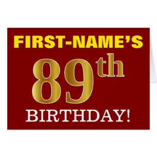 Rouge, Imitation Or "89e anniversaire" Carte d'ann