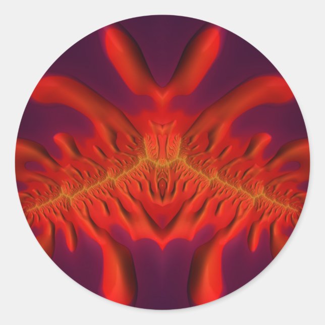 Rouge, jaune et violet ~ Sticker rond classique (Devant)