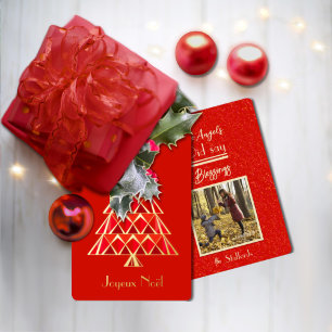 Rouge Joyeux Noel Photo Carte de Noël