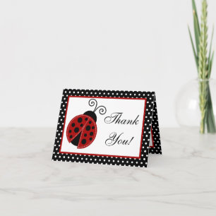 Rouge Ladybug Carte de remerciements plié