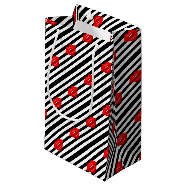 Rouge lèvres noir blanc rayé sac cadeau (Devant Angle)