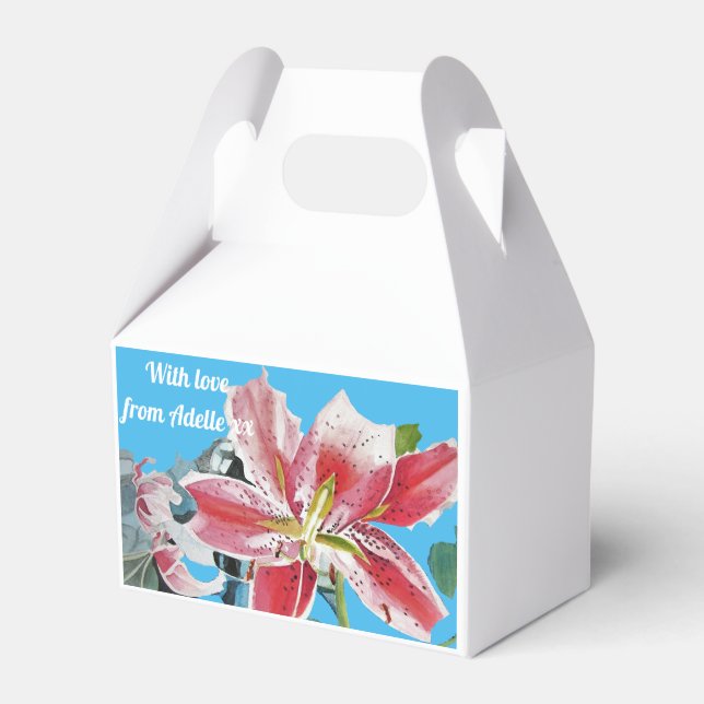 Rouge Lily Floral Tea Party Ballotins de gâteau (Verso)
