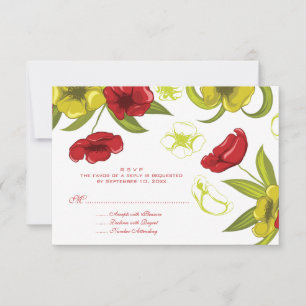 Rouge + Lime Green poppy fleurs mariage rsvp répon