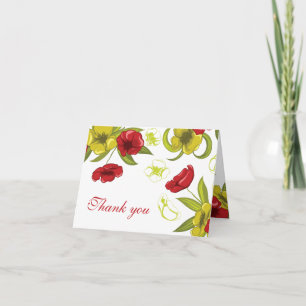 Rouge + Lime Vert fleurs de pavot mariage Merci
