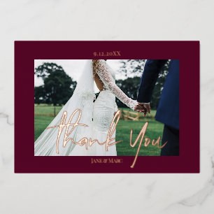 Rouge Mariage Real Foil 2 photos Merci Cartes