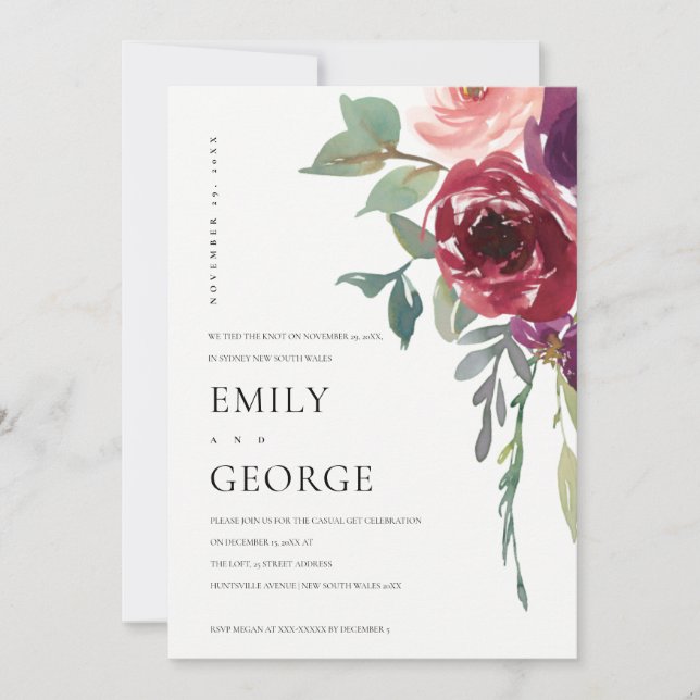 ROUGE MARSALA ROSE FLORAL NOUS AVONS LIÉ LA CARTE  (Devant)