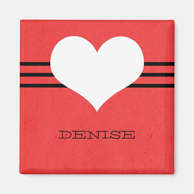 Rouge moderne aimant coeur (Devant)