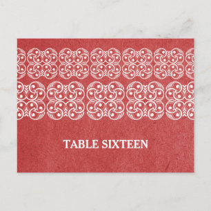 Rouge moderne Bohème Numéro de table Carte postale