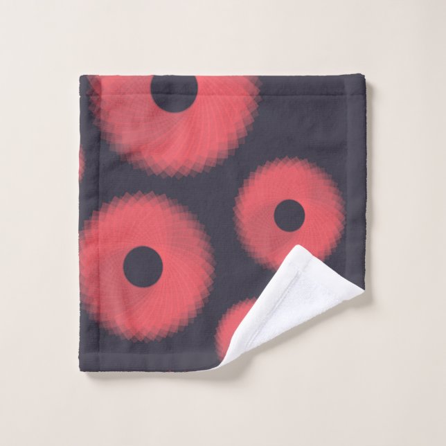 Rouge, moderne, urbain, amusant graphique géométri (Gant de toilette)