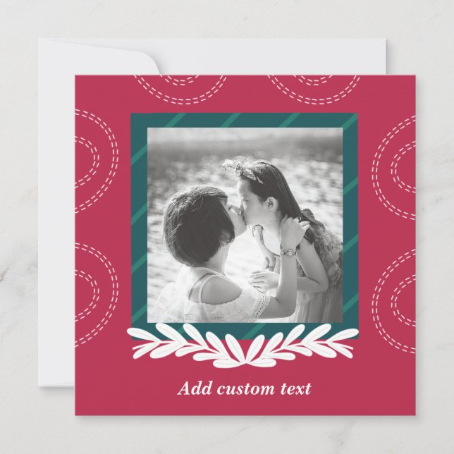 Rouge Noël personnalisable photo carte élégante (Devant)