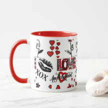 Rouge Noir Blanc Valentin Mug