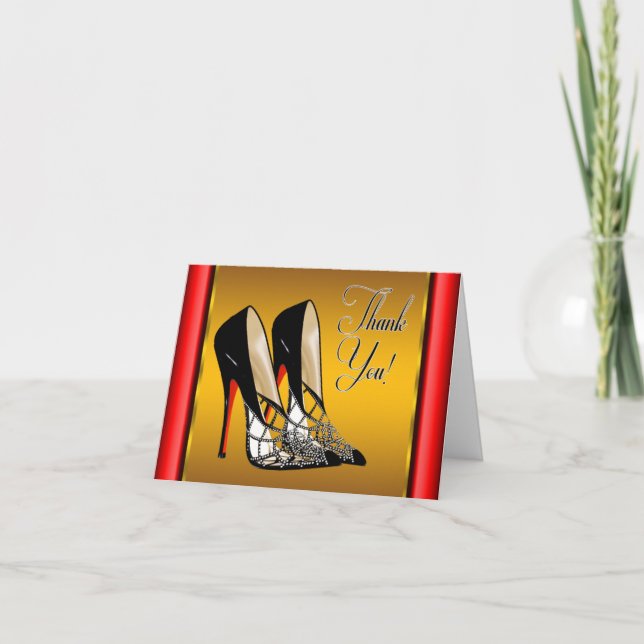 Rouge Noir Jaune Or Haut talons Merci (Devant)