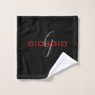 Rouge noir Votre nom Monogramme initial Moderne