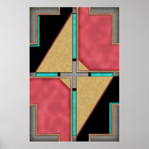 Rouge, Or, Cyberpunk Turquoise Art Déco Design