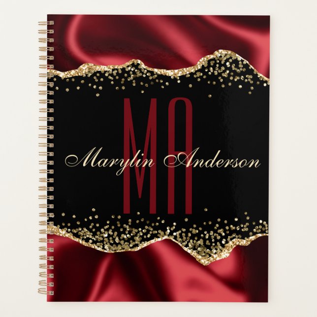 ROUGE & OR SHIMMER SATIN BORDERS MONOGRAMME PERSON (Devant)