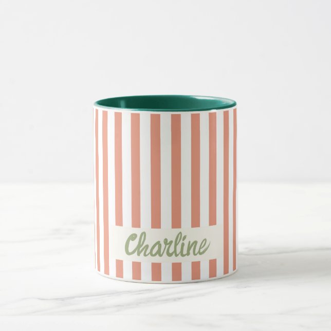 Rouge Pastel Retro Nom Customisé Mug (Centre)