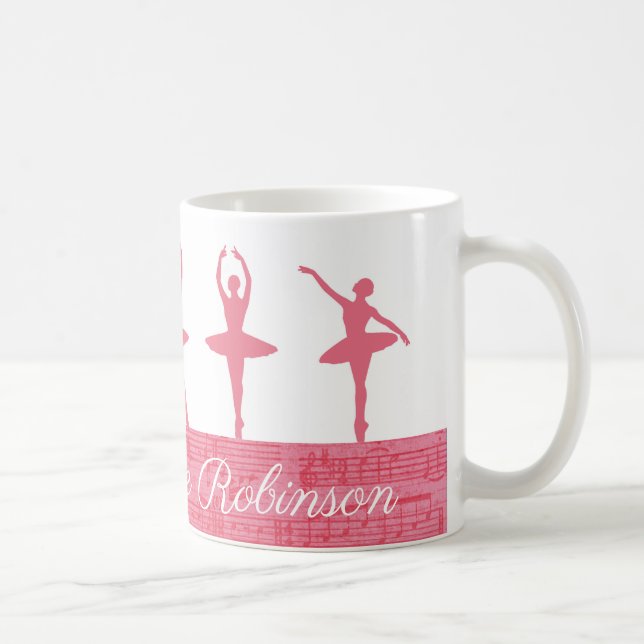 Rouge Pink Personalized Ballerina Coffee Mug (Right)