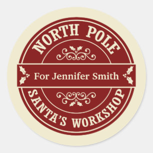 Rouge Pôle Nord Noël livraison autocollant cadeau 