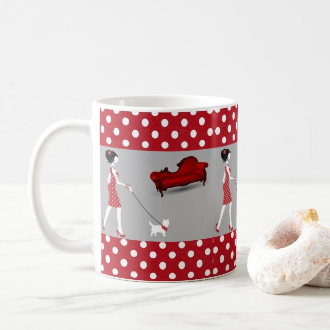 Rouge Polkadot Mug (Avec donut)