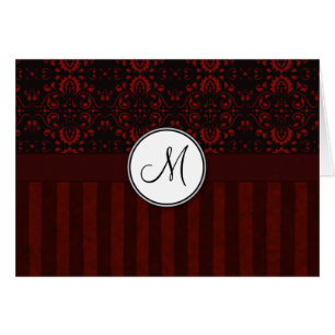 Rouge profond sur Damas noir et rayures avec Monog