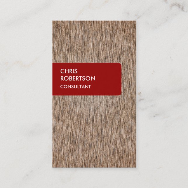 Rouge rayure Beige Bois effet Carte de visite de c (Devant)