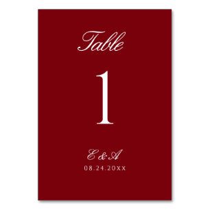Rouge Red Old Money Wedding Table Number