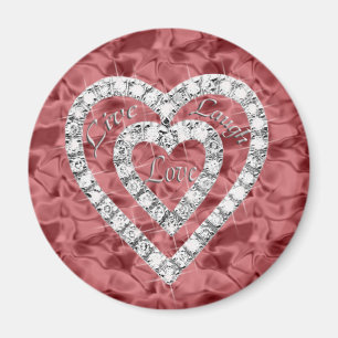 Rouge Rire en direct Love Diamond Heart Magnet
