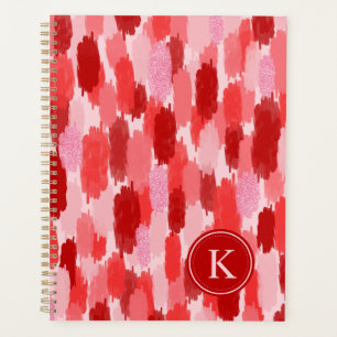 Rouge rose Abstrait brosses Motif Monogramme