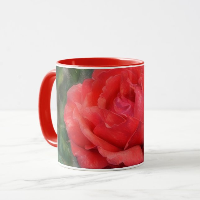 Rouge Rose Artsy Fleur Floral Mug (Devant gauche)
