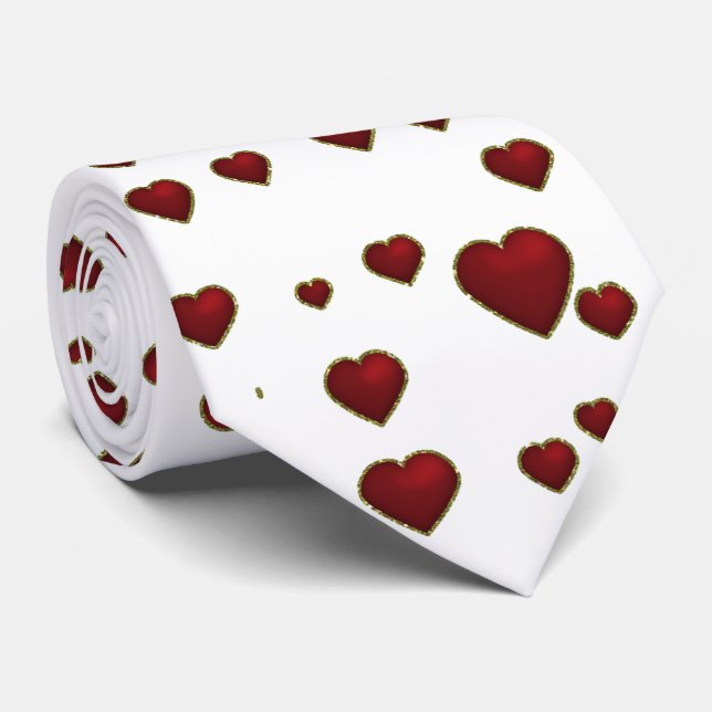 Rouge Saint Valentin Droplet coeur Cravate hommes (Roulé)