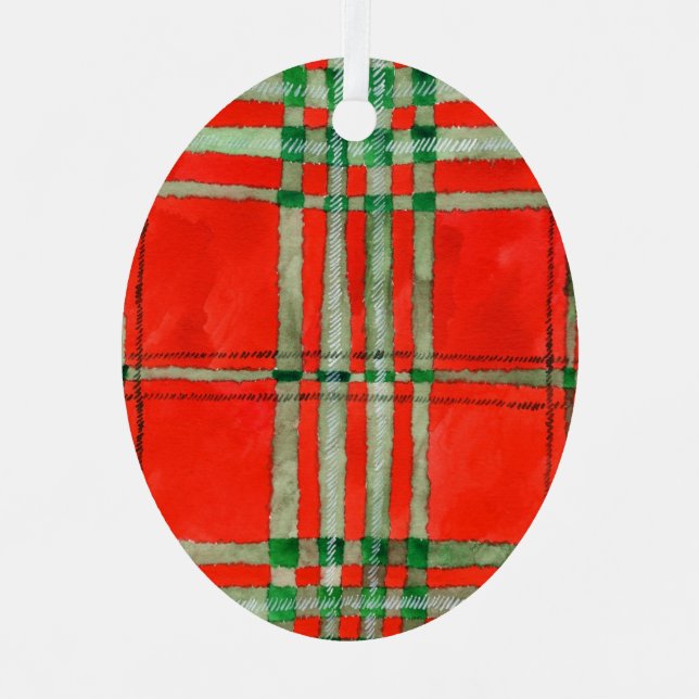 ROUGE SCOTT TARTAN Ornement ovale métallique (Recto)