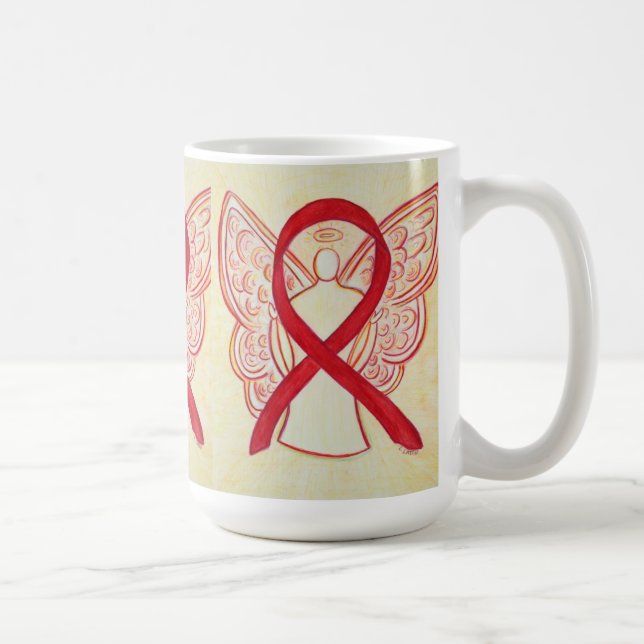 Rouge Sensibilisation Ruban Angel Art Mug (Droite)