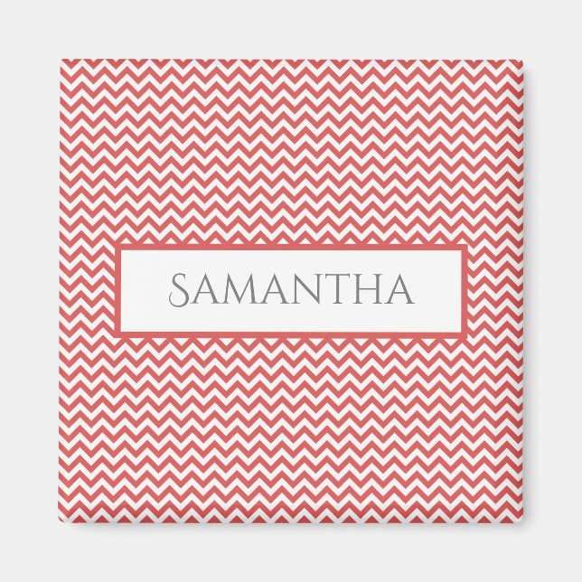 Rouge simple Chevron Magnet personnalisé (Devant)