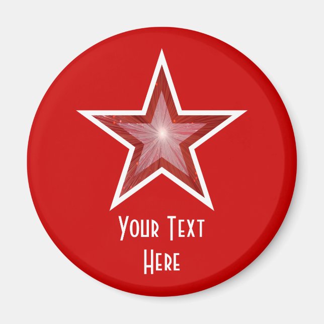 Rouge Star 'Your Text' frigo aimant rouge (Devant)