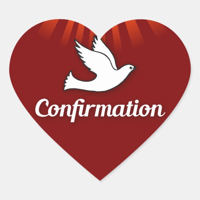 Rouge, Sticker Coeur, Confirmation, Dove, Rayons (Devant)
