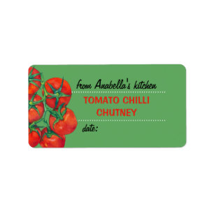 Rouge Tomates vert 2 Cuisine Préserve Étiquette
