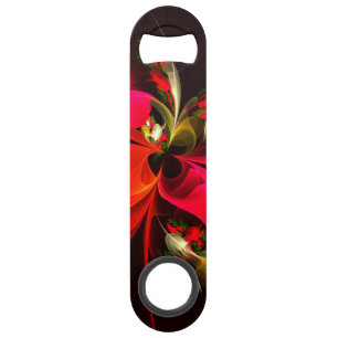 Rouge Vert Floral Moderne Art Abstrait Motif #02