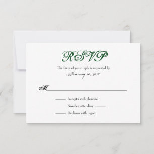 Rouge Vert foncé Blanc Plaine Simple Mariage Carte