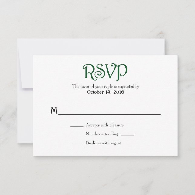Rouge Vert foncé Blanc Plaine Simple Mariage Carte (Devant)