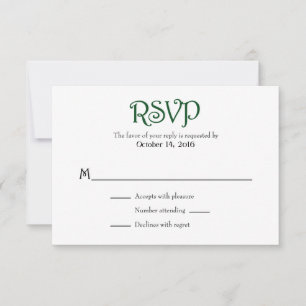 Rouge Vert foncé Blanc Plaine Simple Mariage Carte