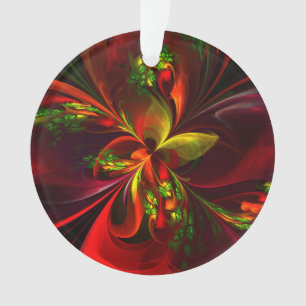 Rouge vert moderne Floral Abstrait Art Motif #05