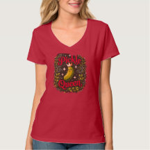 Rouge vibrant T-shirt à col en V Reine des Pickles