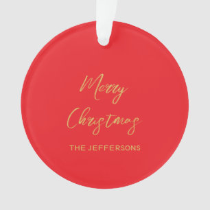 Rouge vif et couleurs dorées Joyeux Noël recto ver