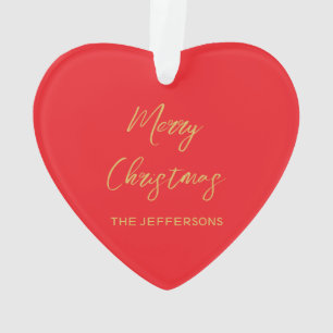 Rouge vif et couleurs or Joyeux Noël recto verso