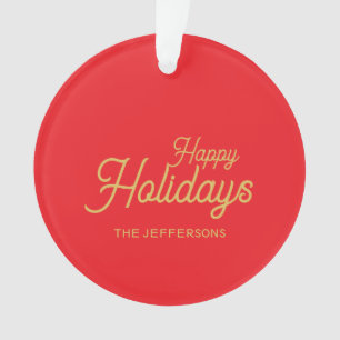 Rouge vif et couleurs or Joyeux Noël recto verso