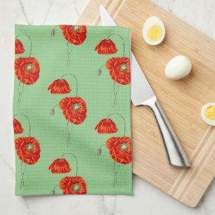 Rouge Vintage Pépites Fleur Serviette de cuisine