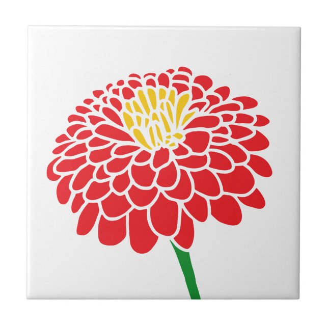 Rouge Zinnia fleurs personnalisées carreaux de cou (Devant)